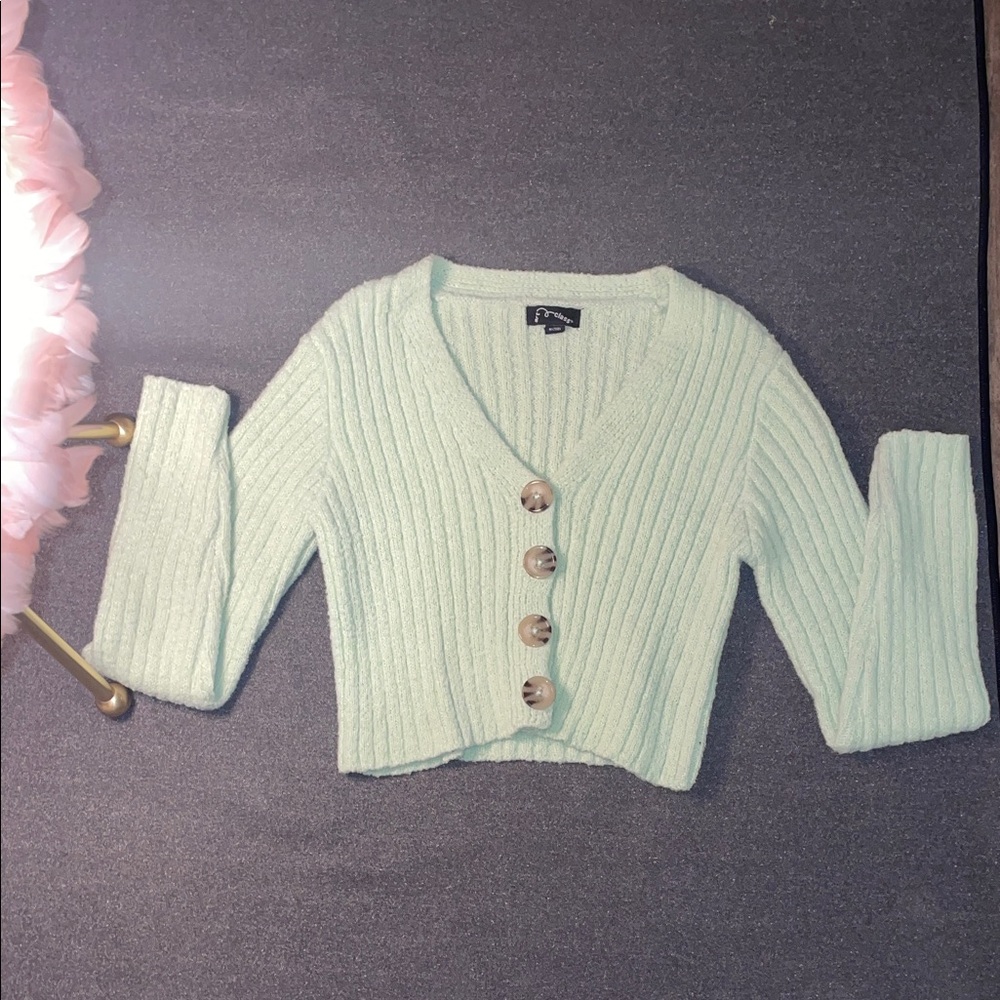 Art Class Light Green Ribbed Cardigan